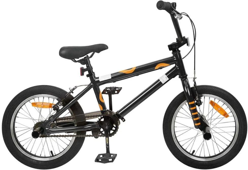 BMX Dviratis 16 Colių 5-8 metų amžiaus Juoda