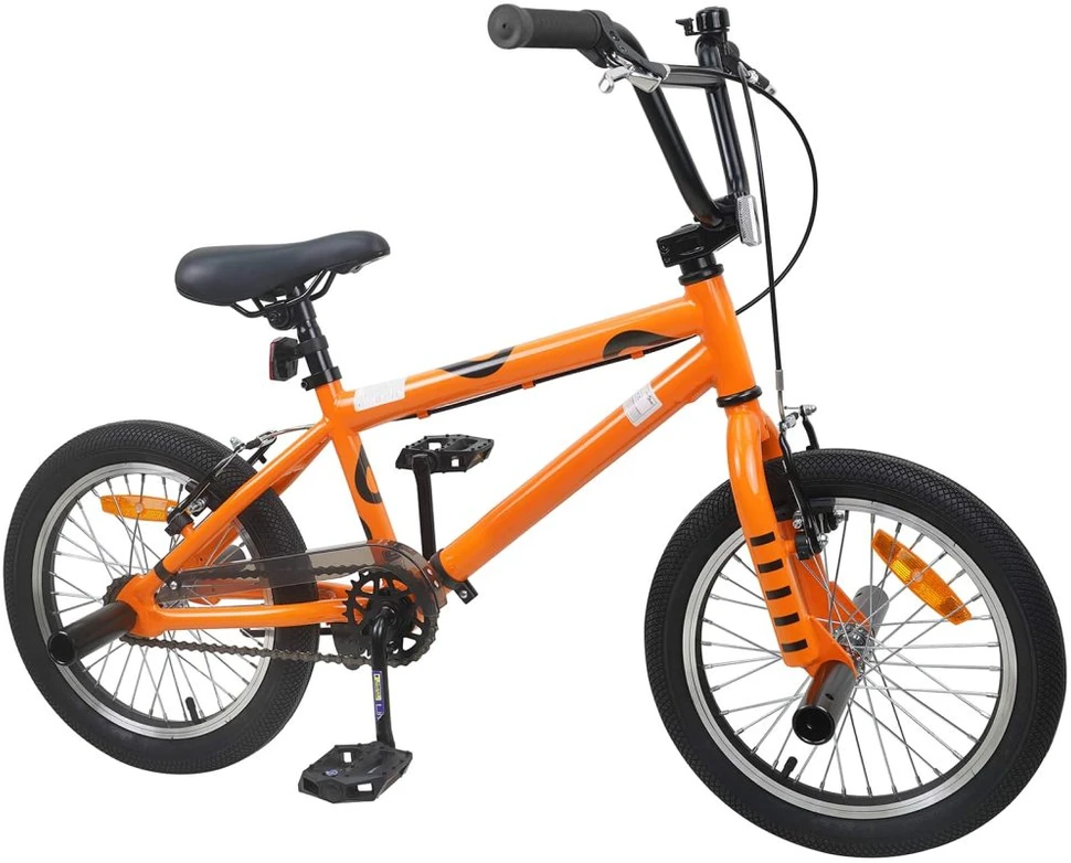 BMX Dviratis 16 Colių 5-8 metų amžiaus Oranžinė