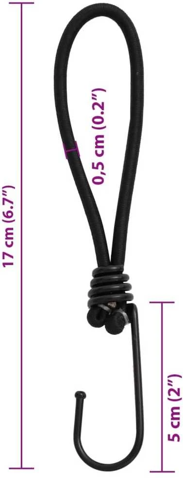 Bungee Virvelė su kabliukais, 25vnt., 17cm