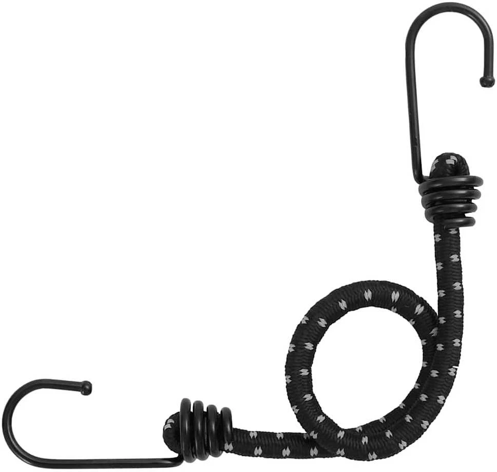 Bungee virvelės su juostelėmis ir kabliukais, 25vnt., 38cm