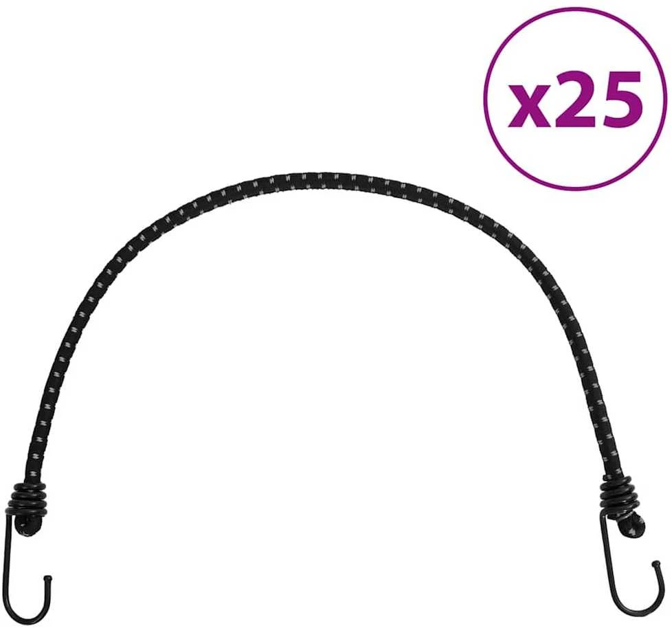 Bungee virvelės su juostelėmis ir kabliukais, 25vnt., 59cm