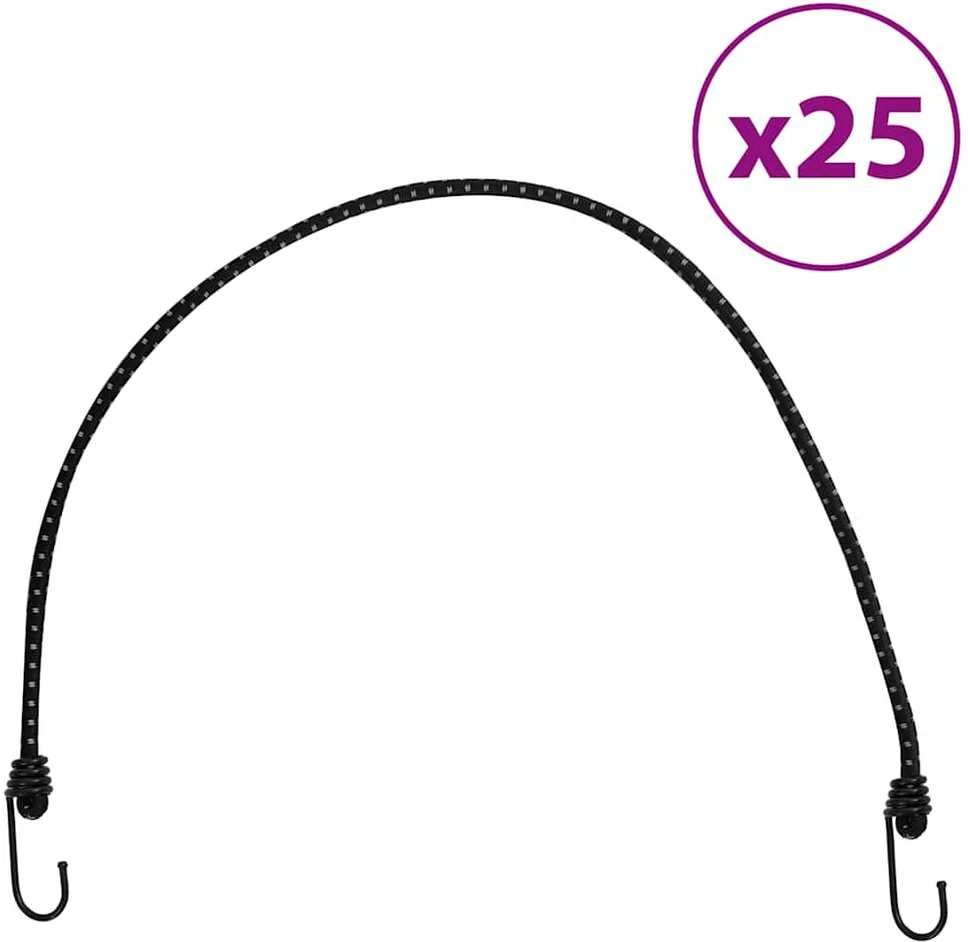 Bungee virvelės su juostelėmis ir kabliukais, 25vnt., 88cm