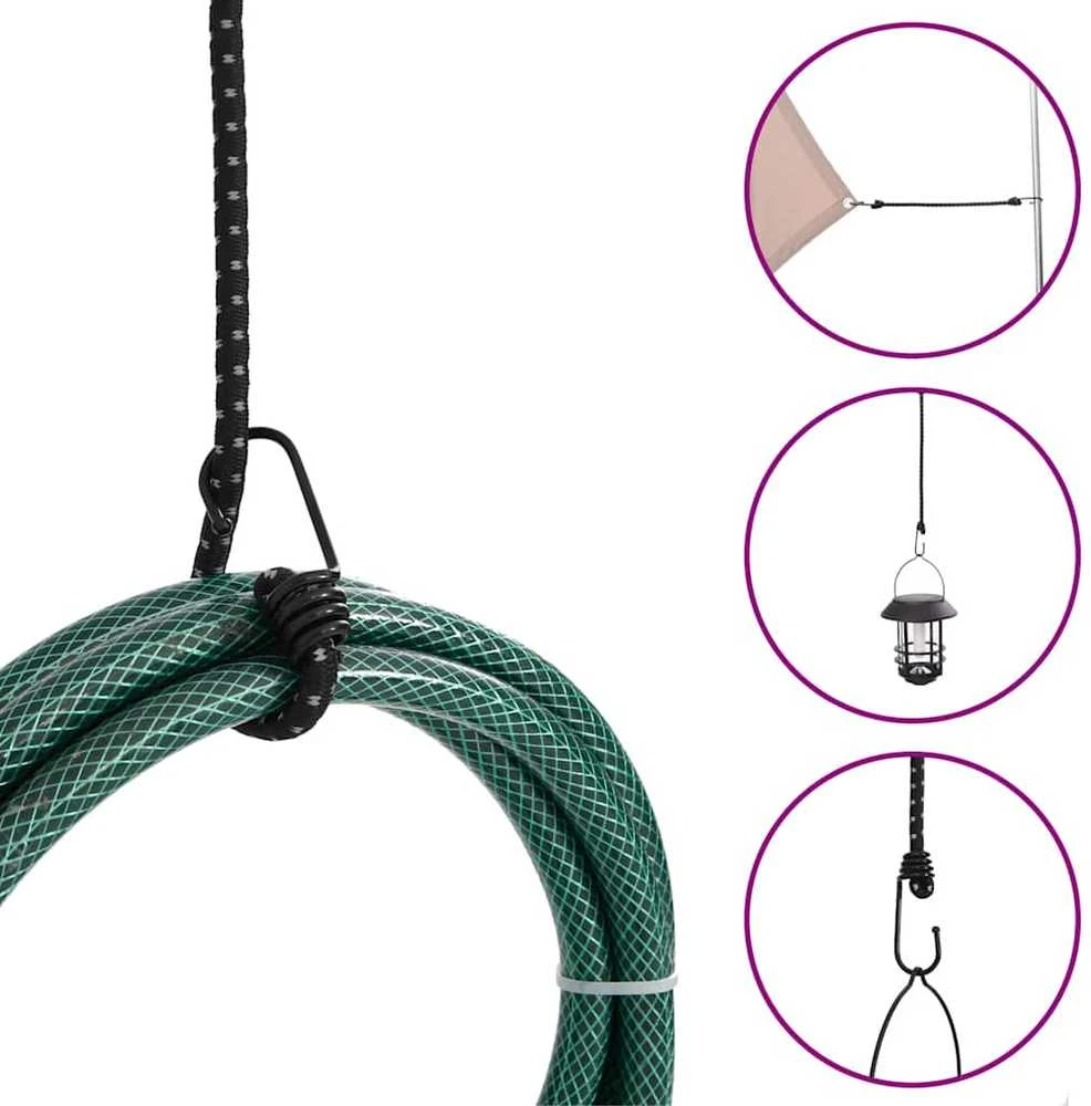 Bungee virvelės su juostelėmis ir kabliukais, 25vnt., 88cm