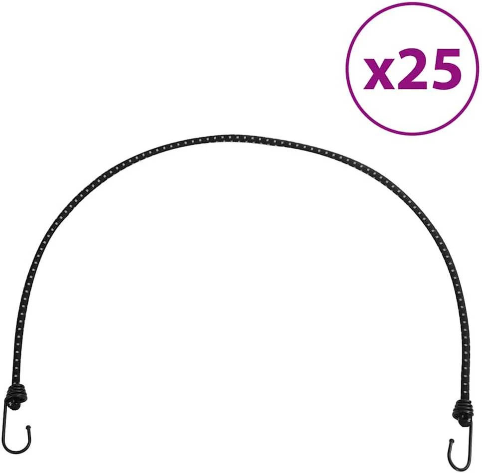 Bungee virvelės su juostelėmis ir kabliukais, 25vnt., 100cm