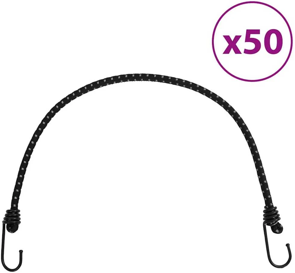 Bungee virvelės su juostelėmis ir kabliukais, 50vnt., 59cm