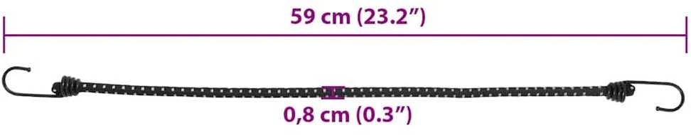 Bungee virvelės su juostelėmis ir kabliukais, 25vnt., 59cm
