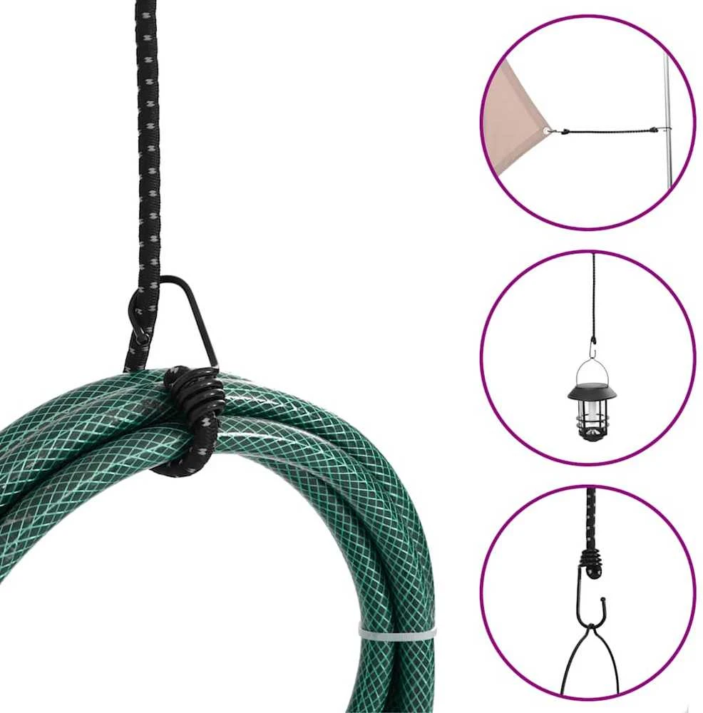 Bungee virvelės su juostelėmis ir kabliukais, 25vnt., 46cm