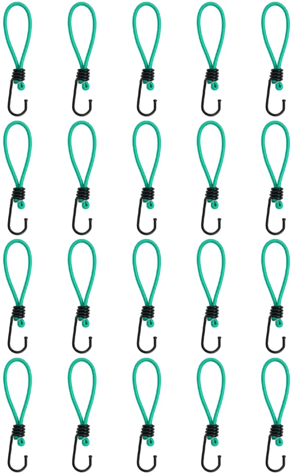 TV staliukas Bungee virvelės su kabliukais, 20vnt., 15cm