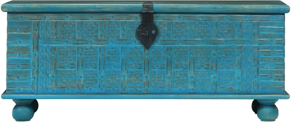 Daiktadėžė, mango medienos masyvas, mėlyna, 100x40x41cm