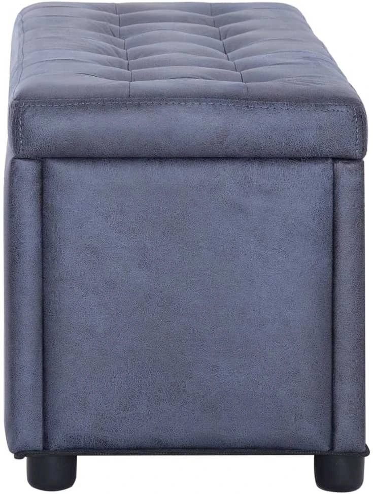 Daiktadėžė-otomanė, pilka, 87,5cm, dirbtinė versta oda