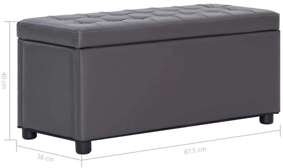 Daiktadėžė-otomanė, pilka, 87,5cm, dirbtinė oda