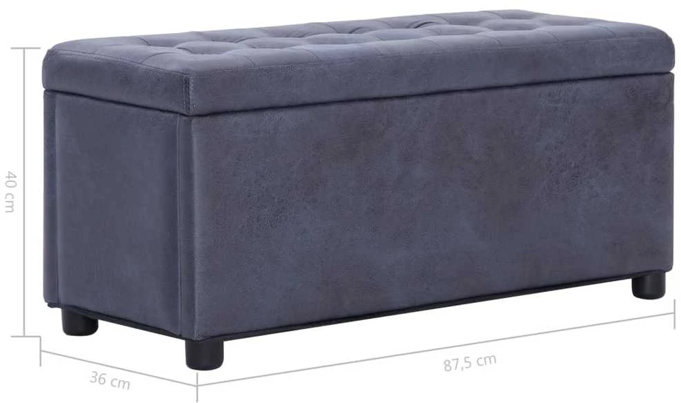 Daiktadėžė-otomanė, pilka, 87,5cm, dirbtinė versta oda