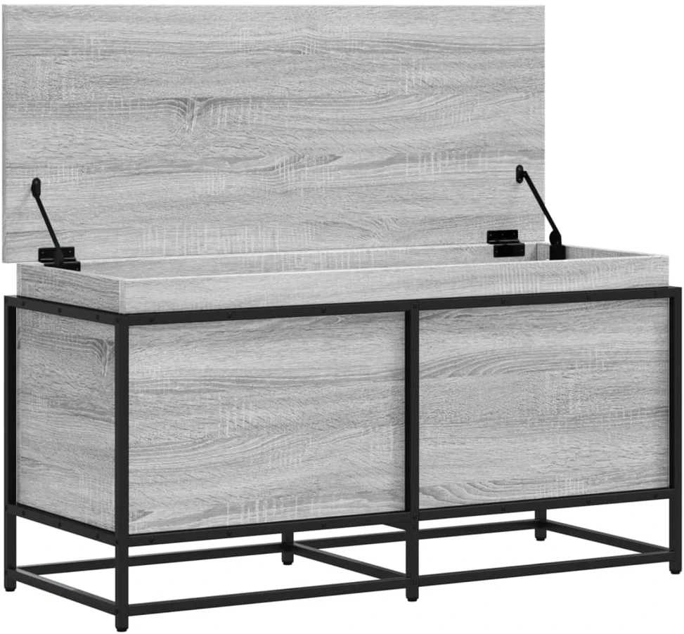 Daiktadėžė su dangčiu, pilka, 100x40x51,5cm, apdirbta mediena