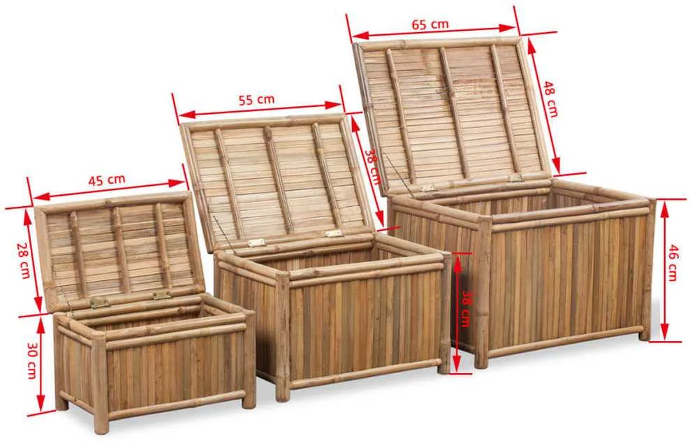 Daiktadėžės, 3vnt., bambukas