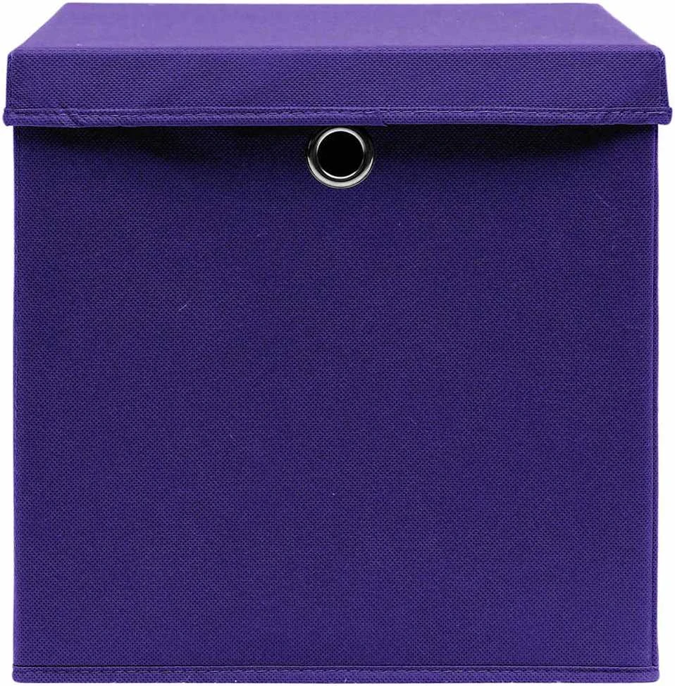 Daiktadėžės su dangčiais, 10vnt., violetinės, 28x28x28cm