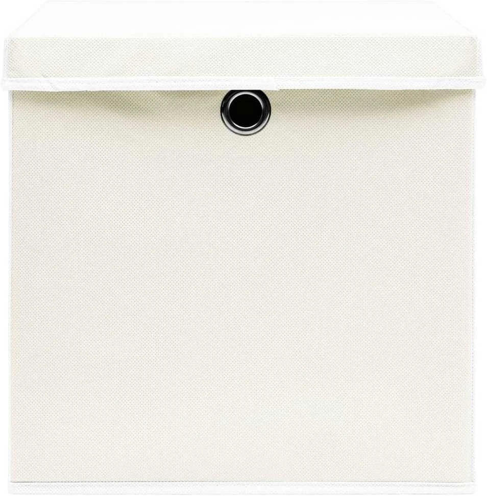 Daiktadėžės su dangčiais, 4vnt., baltos, 32x32x32cm, audinys