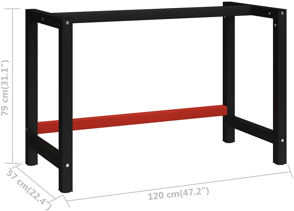 Darbastalio rėmas, juodas ir raudonas, 120x57x79cm, metalas