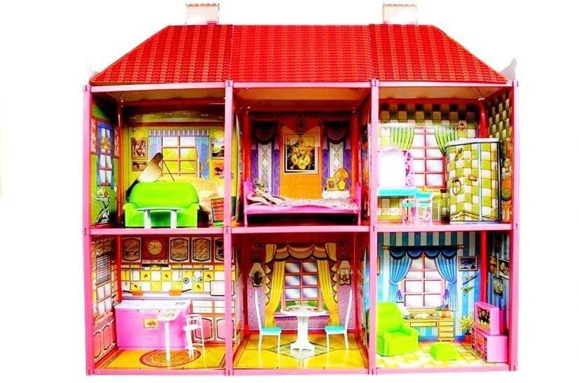 Lėlių namas su priedais Lean Toys, 128 elementai