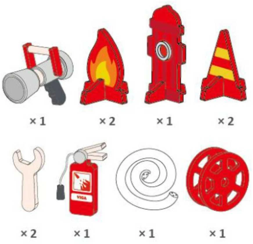 Viga Toys Didelis medinis gaisrinės automobilis VIGA Montessori vaikų žaidimams