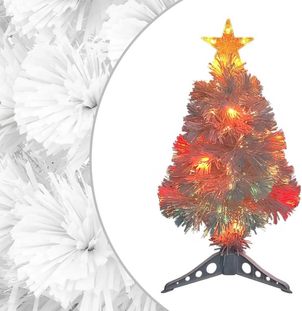 Dirbtinė apšviesta Kalėdų eglutė, balta, 64cm, optinis pluoštas