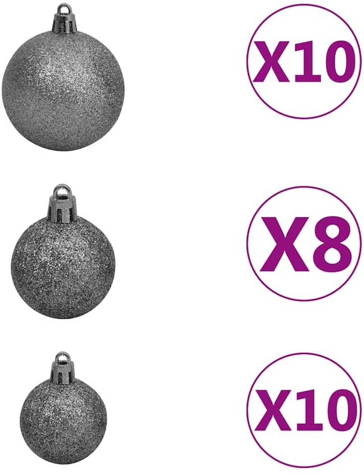 Dirbtinė apšviesta Kalėdų eglutė su žaisliukais, žalia, 240cm