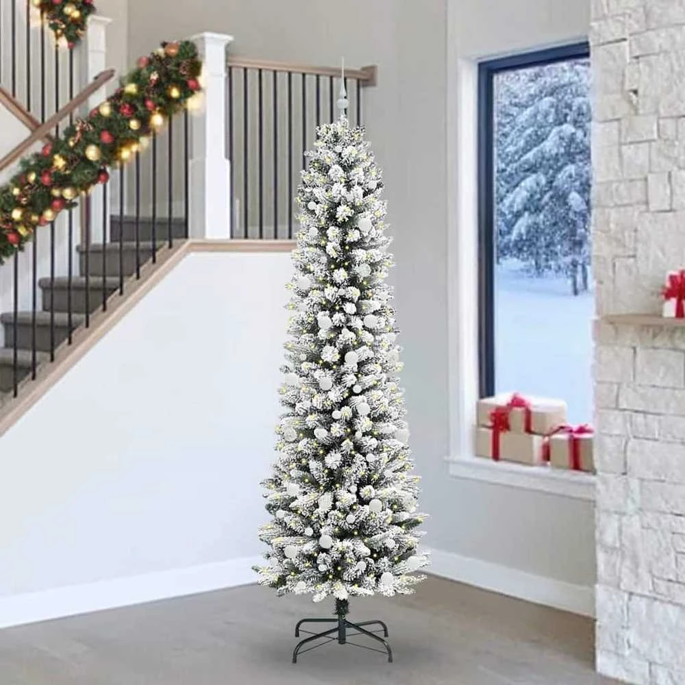 Dirbtinė Kalėdų eglutė Balta 240 cm PVC ir Metalas ir Plastikas