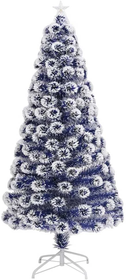 Dirbtinė Kalėdų eglutė, balta/mėlyna, 120cm, optinis pluoštas