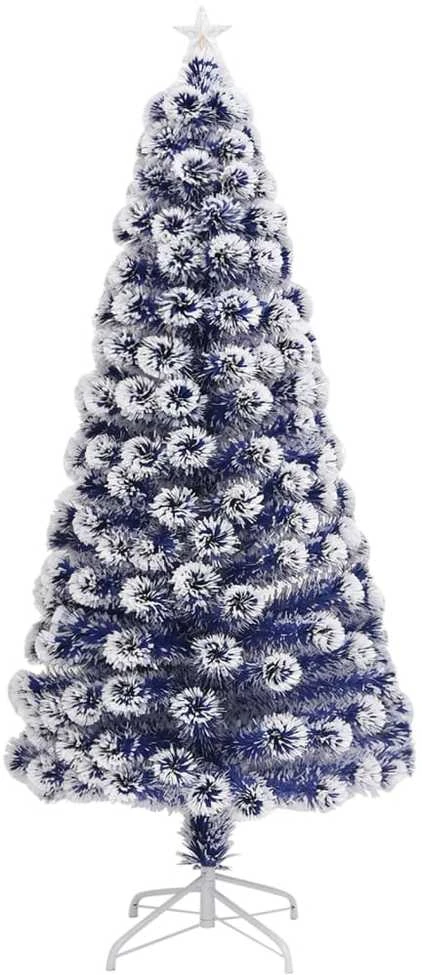 Dirbtinė Kalėdų eglutė, balta/mėlyna, 150cm, optinis pluoštas