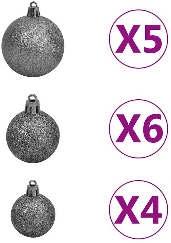 Dirbtinė Kalėdų eglutė su 150 LED, žaisliukais ir sniegu, 150cm