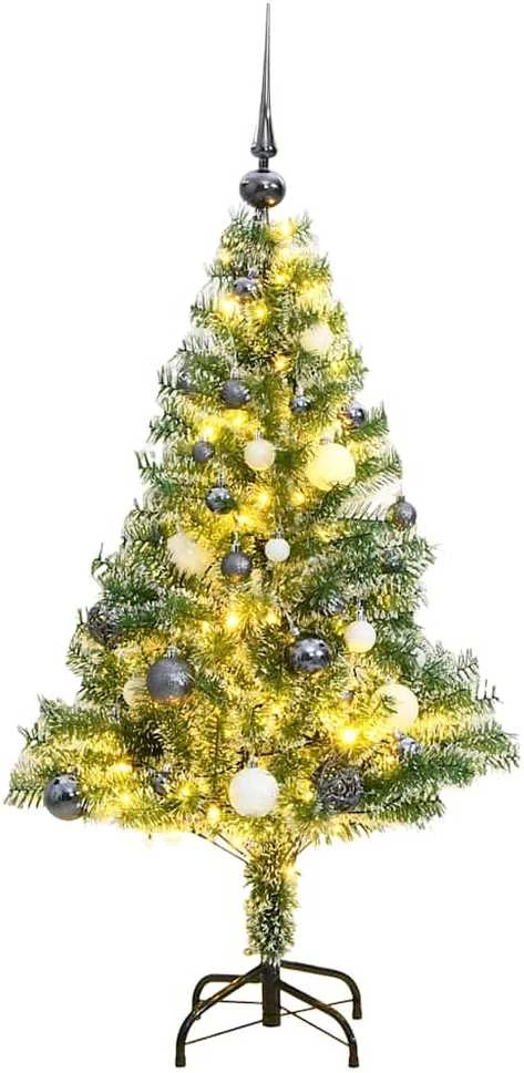 Dirbtinė Kalėdų eglutė su 150 LED, žaisliukais ir sniegu, 150cm