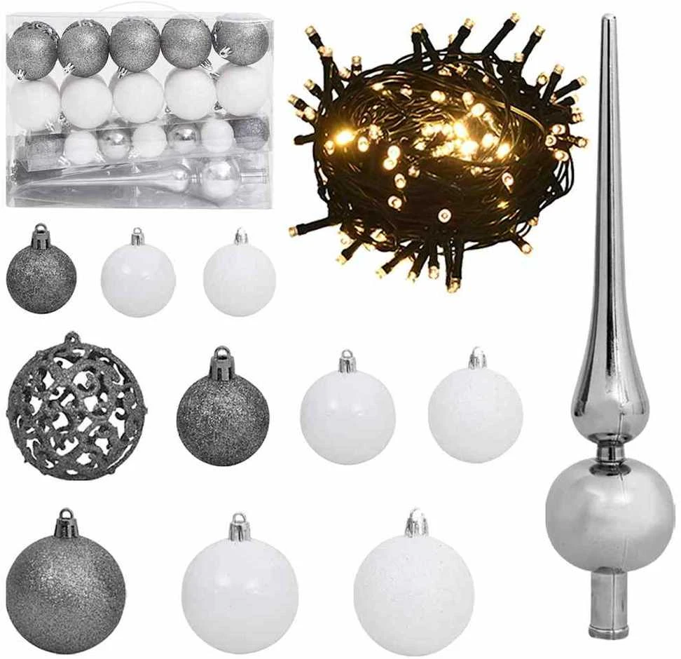 Dirbtinė Kalėdų eglutė su 150 LED, žaisliukais ir sniegu, 150cm