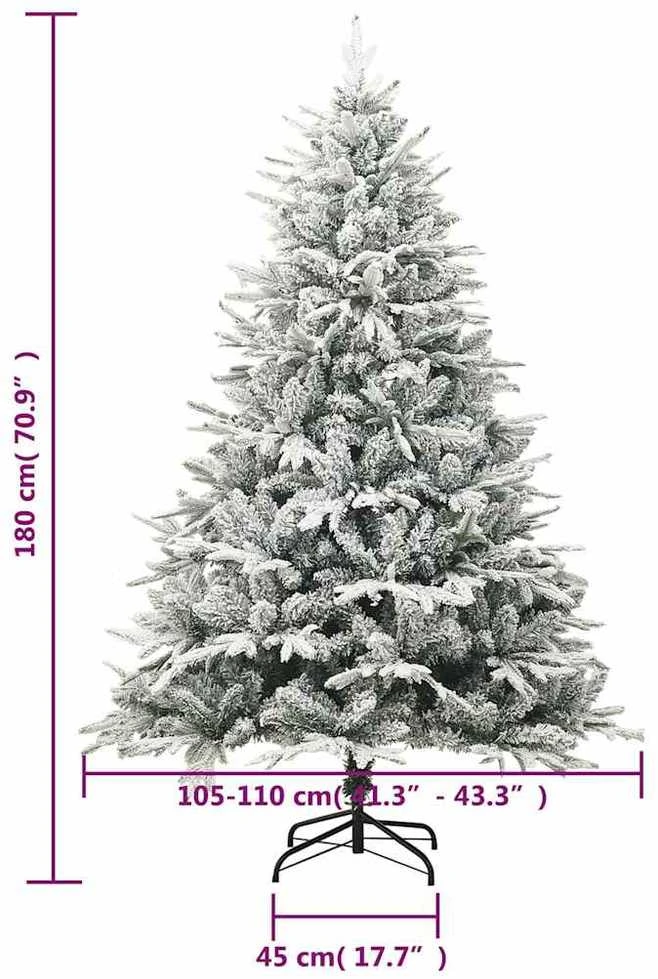 Dirbtinė Kalėdų eglutė su sniegu, žalia, 180cm, PVC ir PE