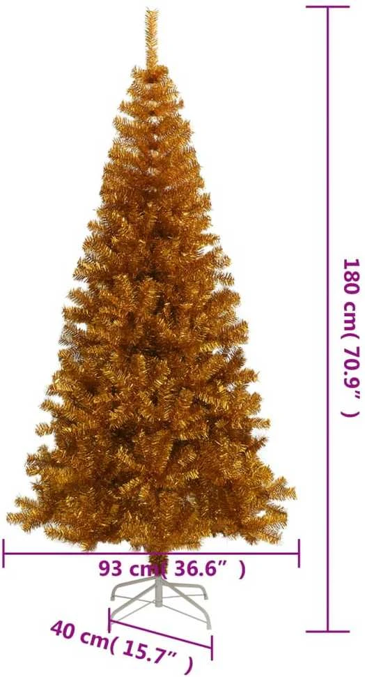 Dirbtinė Kalėdų eglutė su stovu, auksinės spalvos, 180cm, PET