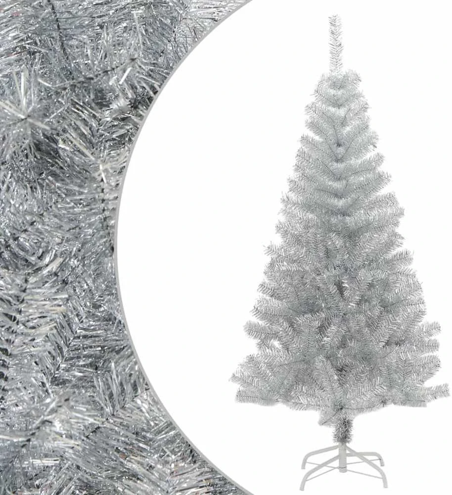 Dirbtinė Kalėdų eglutė su stovu, sidabrinės spalvos, 120cm, PET