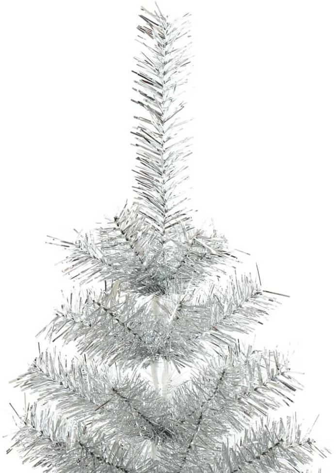 Dirbtinė Kalėdų eglutė su stovu, sidabrinės spalvos, 120cm, PET