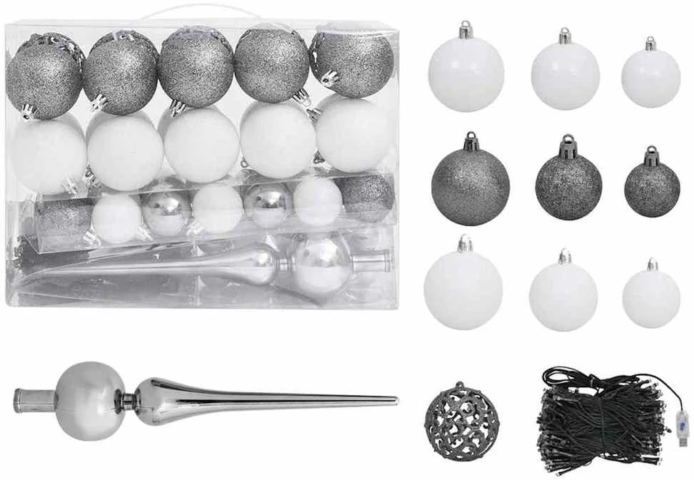 Dirbtinė Kalėdų eglutė su žaisliukais, juoda, 120cm, PVC