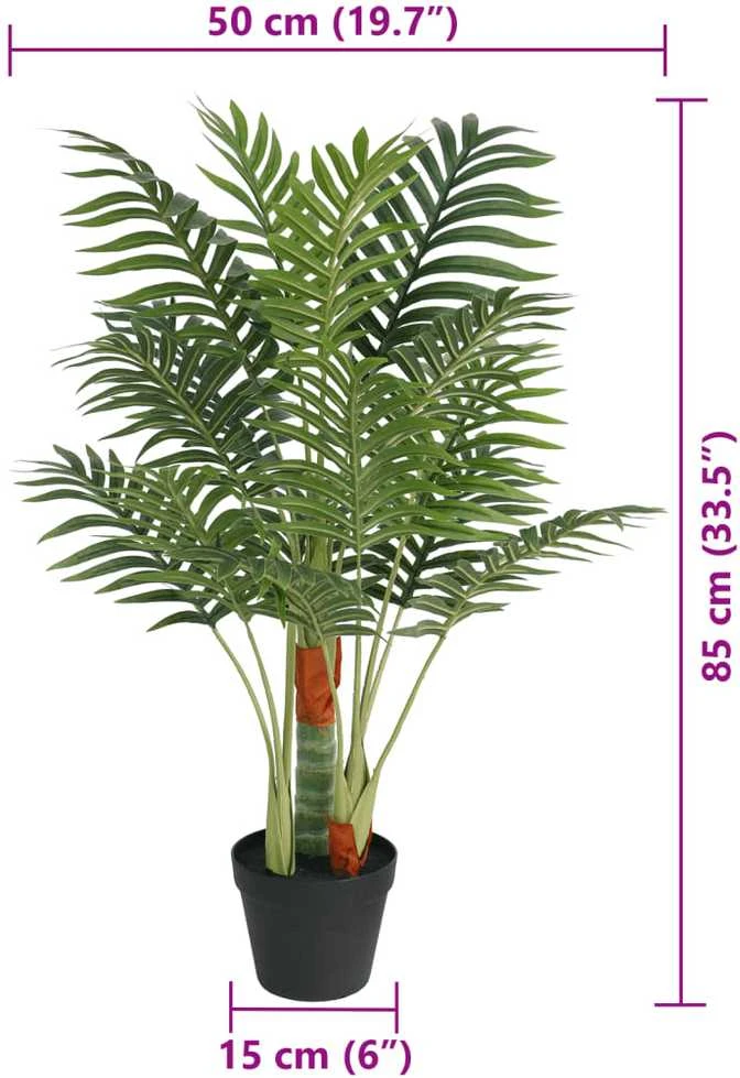 Dirbtinė palmė su trimis kamienais, žalios spalvos, 85cm, PP