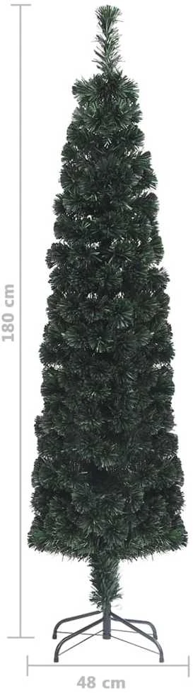 Dirbtinė siaura Kalėdų eglutė su stovu, 180cm, optinis pluoštas