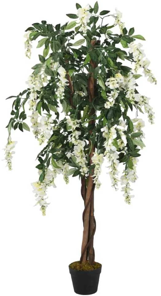 Dirbtinė visterija, žalios ir baltos spalvos, 200cm, 1470 lapų