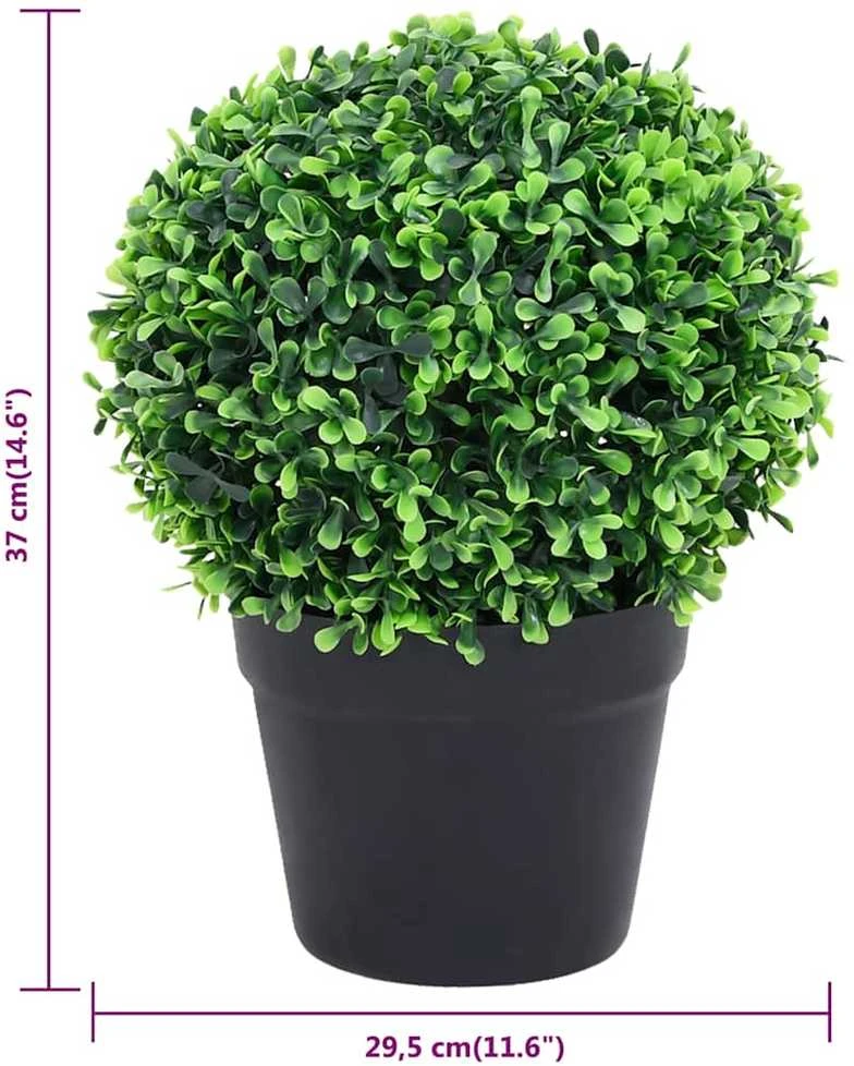 Dirbtiniai buksmedžiai vazonuose, 2vnt., žali, 37cm