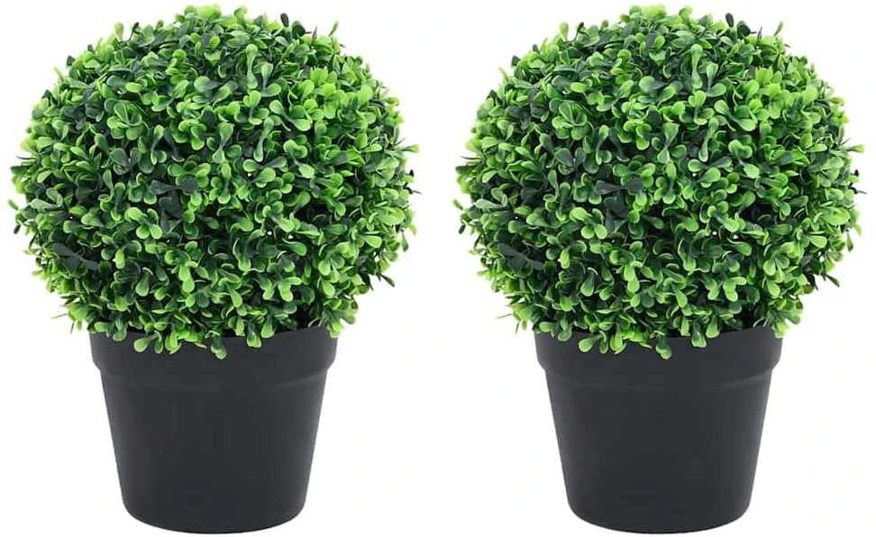 Dirbtiniai buksmedžiai vazonuose, 2vnt., žali, 37cm