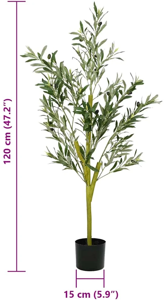 Dirbtinis alyvmedis, žalios spalvos, 120cm, 450 lapų