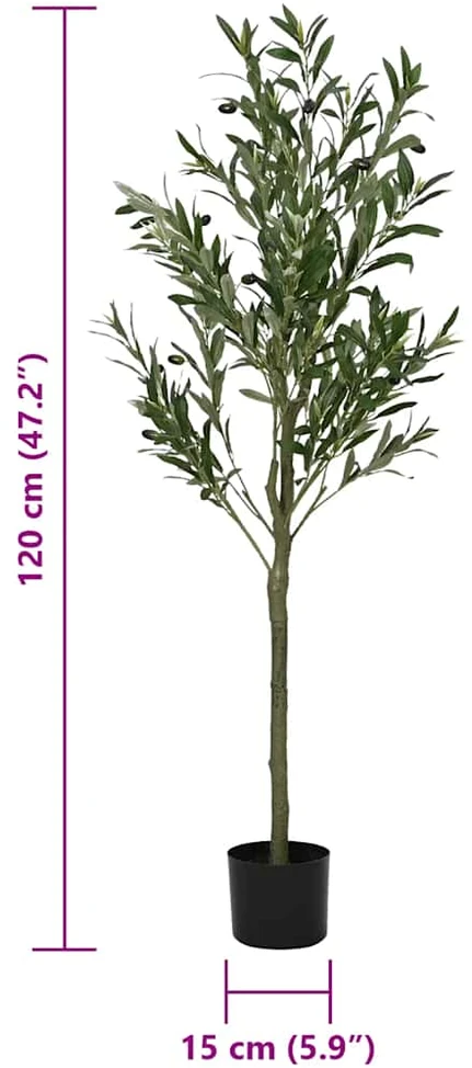 Dirbtinis alyvmedis, žalios spalvos, 120cm, 450 lapų