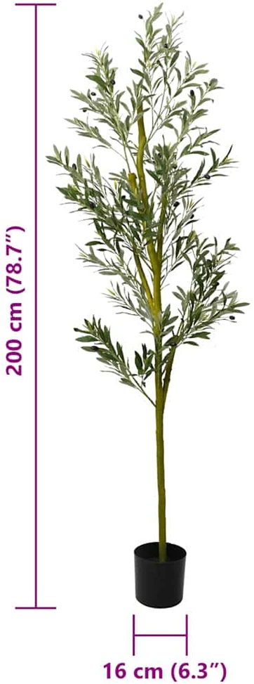 Dirbtinis alyvmedis, žalios spalvos, 200cm, 800 lapų