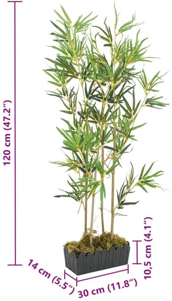 Dirbtinis bambukas, žalios spalvos, 120cm, 552 lapai