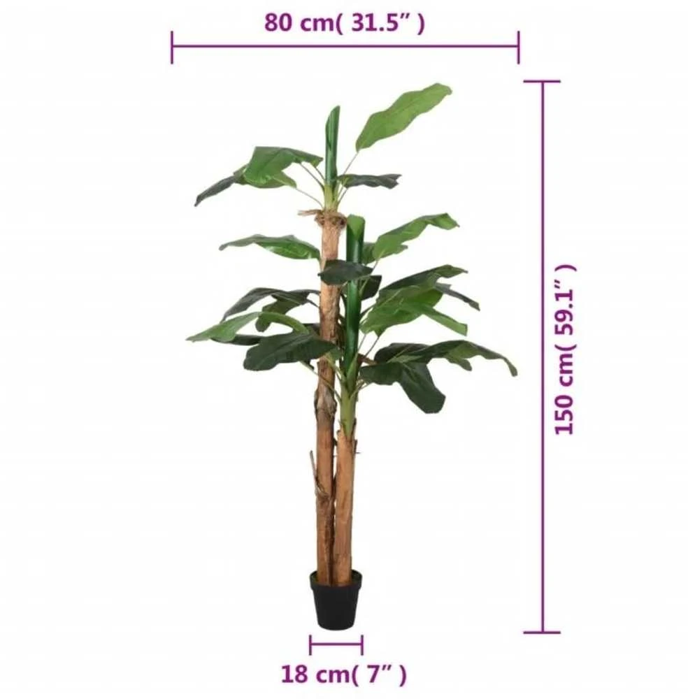 Dirbtinis bananmedis, žalios spalvos, 150cm, 18 lapai