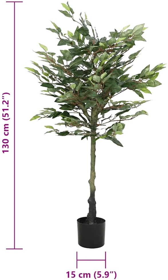 Dirbtinis fikusas, žalios spalvos, 130cm, 480 lapai