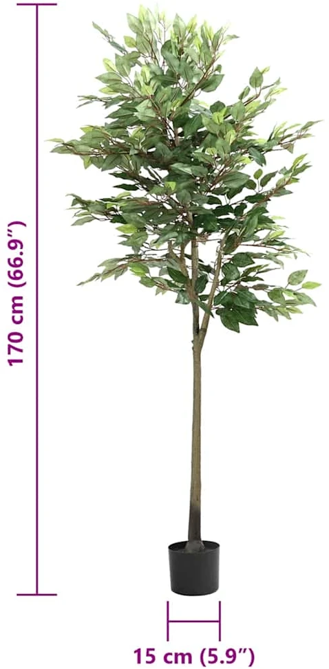 Dirbtinis fikusas, žalios spalvos, 170cm, 756 lapai
