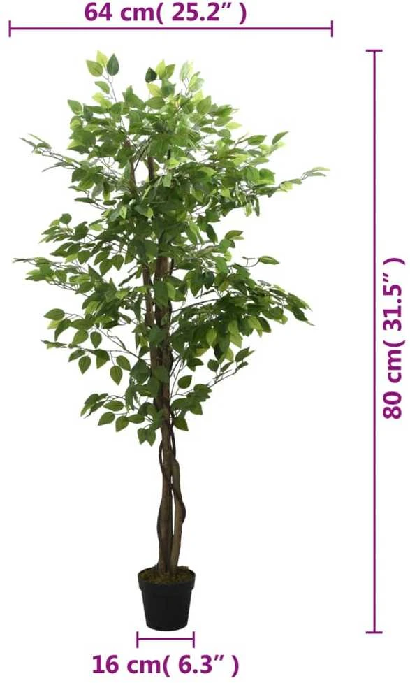 Dirbtinis fikusas, žalios spalvos, 80 cm, 378 lapai