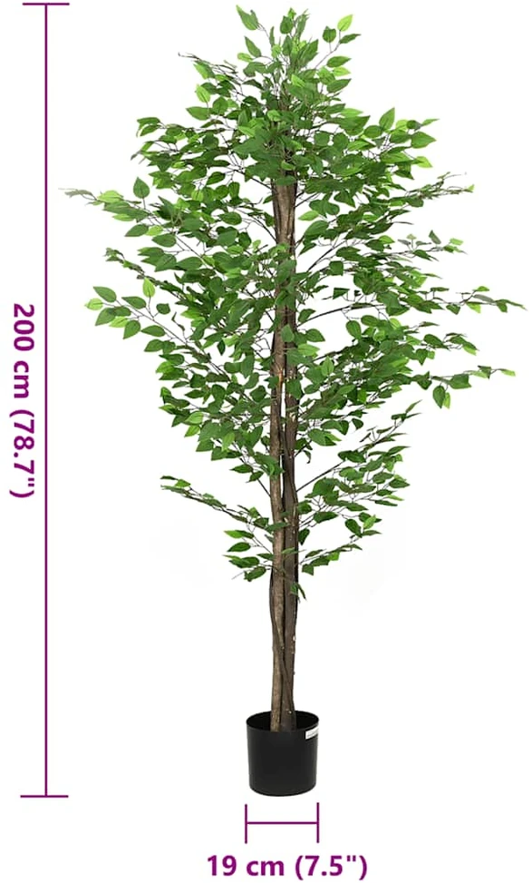 Dirbtinis fikuso augalas, žalios spalvos, 200cm, 1260 lapai